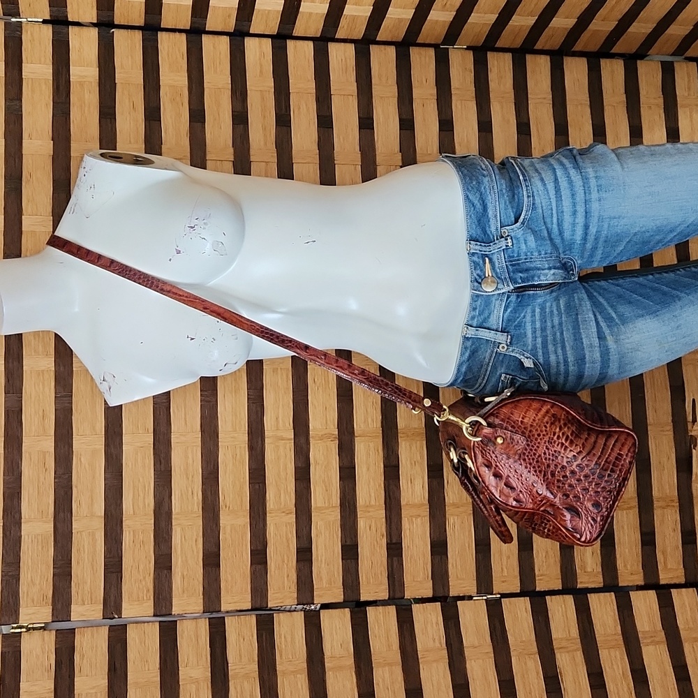 Brahmin Pecan  Croc-Embossed Shoulder Bag - Picture 16 of 16